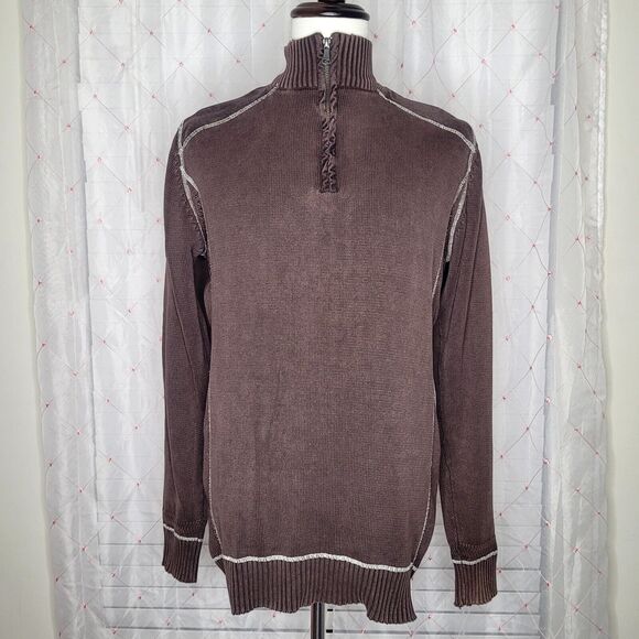 BKE Buckle Brown 1/4 Zip Quarter Zip‎ Standard Fit Sweater Size Large - Picture 1 of 7